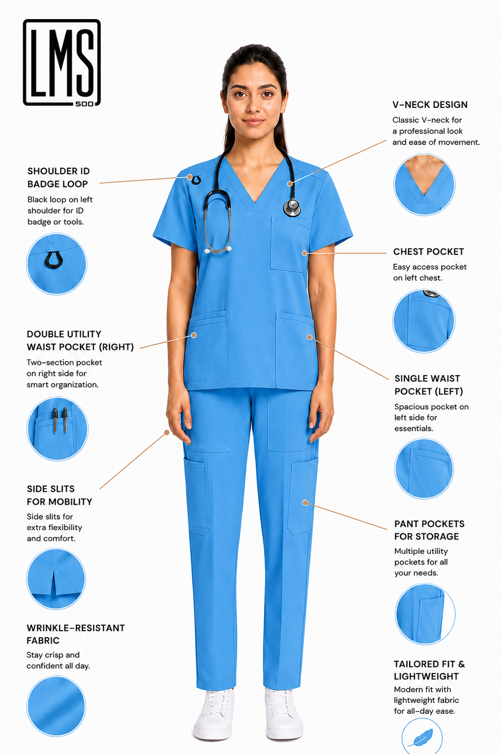 Women's Medical Scrub Set LMS 500 Metro Blue