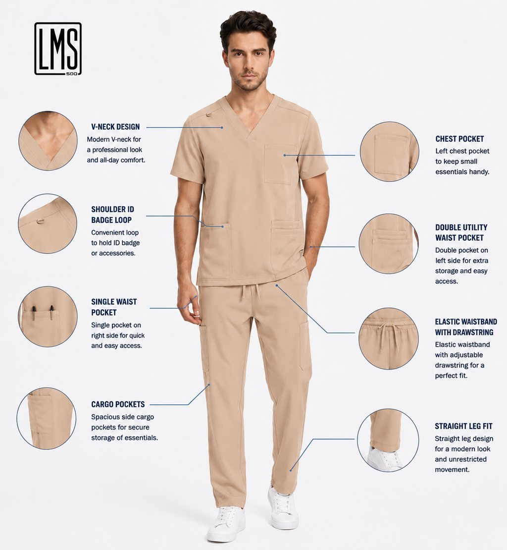 Men's Medical Scrub Set- LMS 500 Beige