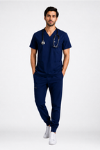Uniforms World  Men's Medical Scrub Set- Navy Blue