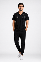 Uniforms World Men's Medical Scrub Set- Black