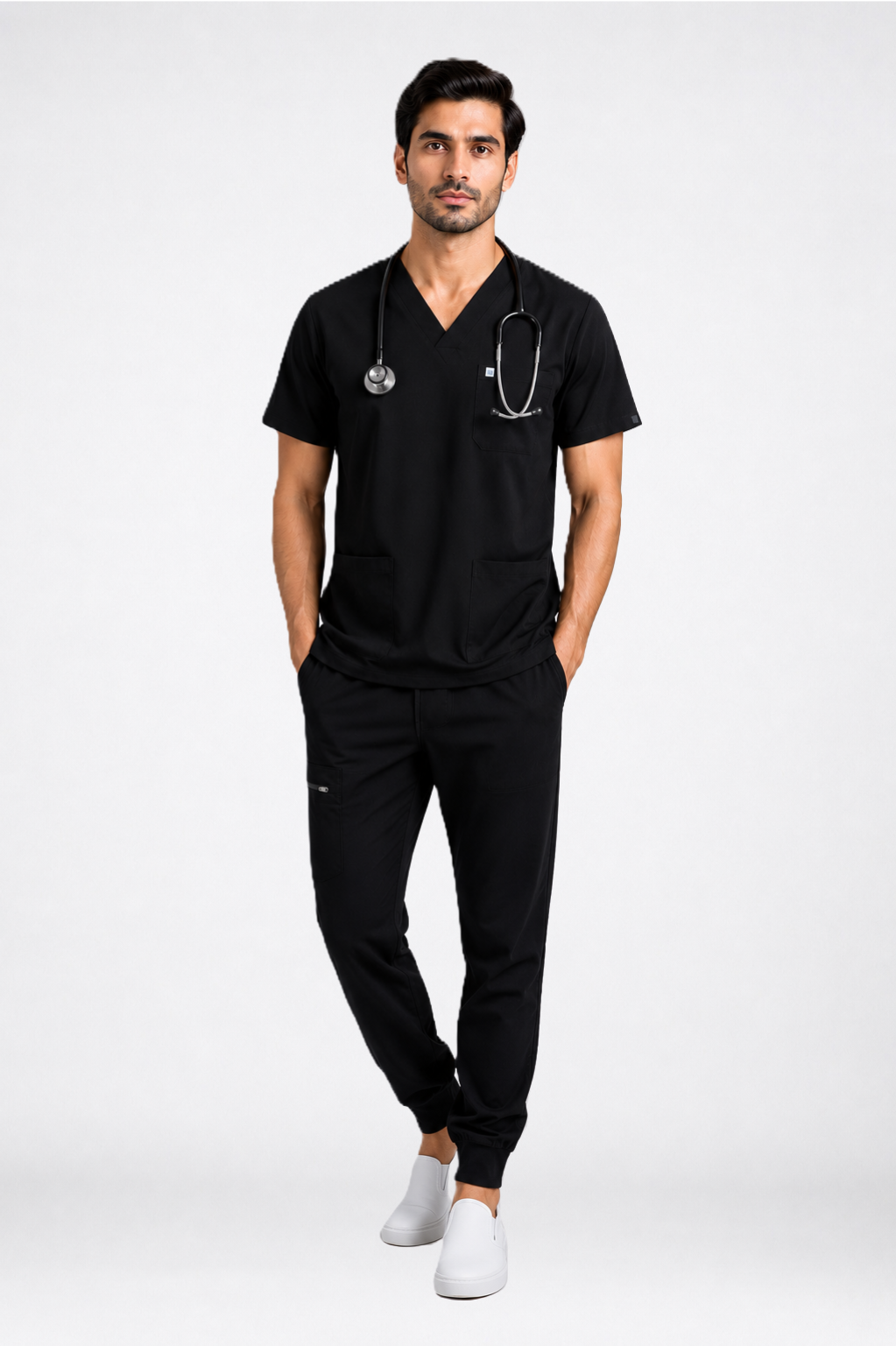 Uniforms World Men's Medical Scrub Set- Black