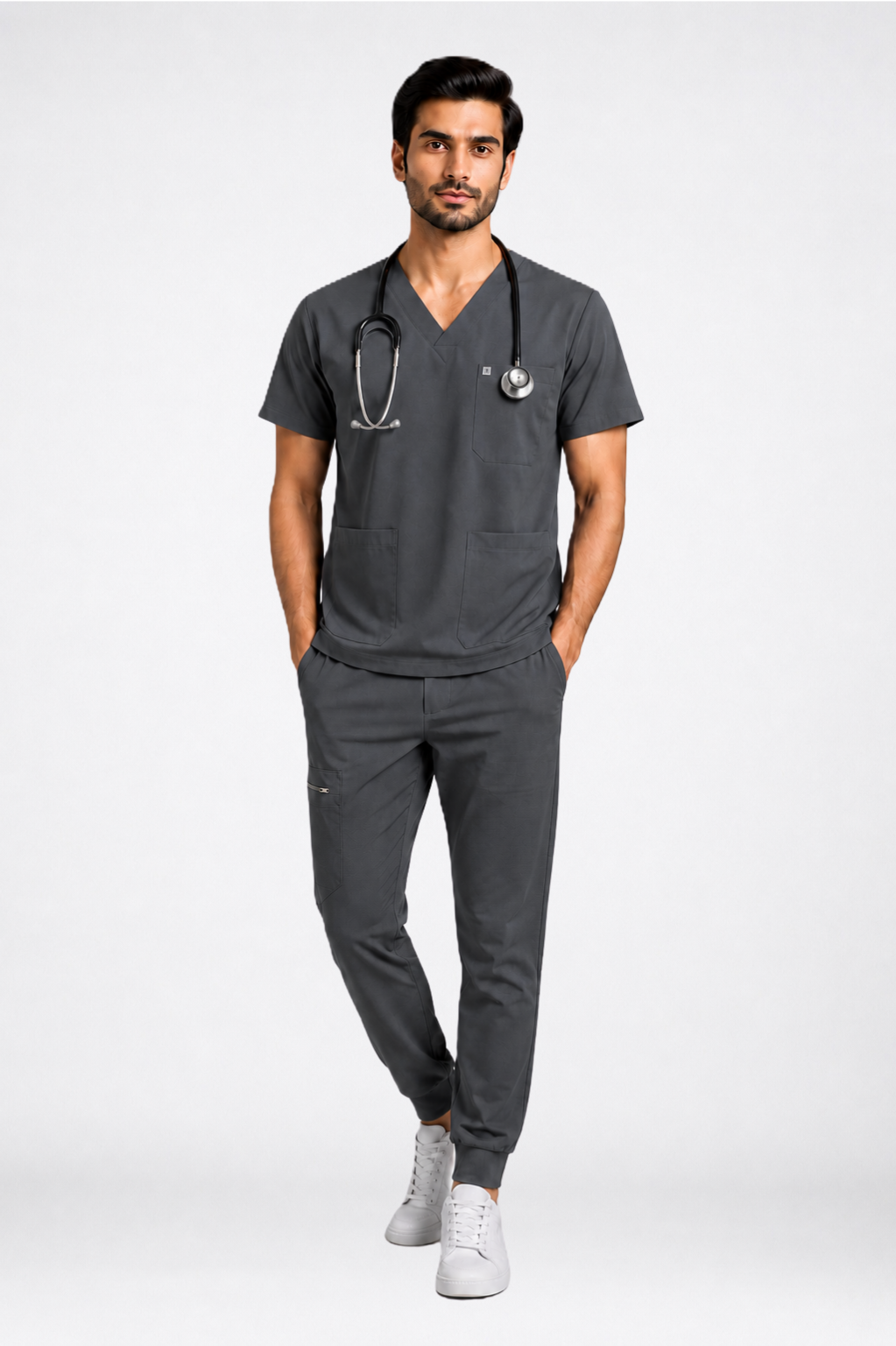 Uniforms World Men's Medical Scrub Set- Grey