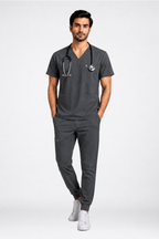 Uniforms World Men's Medical Scrub Set- Grey