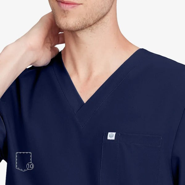 Uniforms World  Men's Medical Scrub Set- Navy Blue